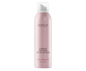 Jean&Len Caring Shower Gel to Mousse Peony & Lychee, with Almond, Jojoba and Babassu Oil, for a Fragrant Cleansing Experience, for Normal Skin, Shower Foam, Paraben- and Silicone-Free, Vegan, 200 ml
