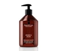 Jean & Len Hand and Body Cleanser Arabica and Musk, for a fragrant cleansing experience, body and hand soap in a minimalistic bottle, aromatic fragrance, vegan, 500 ml