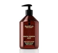 Jean & Len Hand and Body Cleanser Lemon Verbena and Mint, for a fragrant cleansing experience, body and hand soap in a minimalistic bottle, refreshing scent, vegan, 500 ml