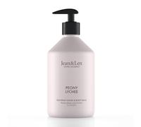 Jean & Len Heavenly Hand & Body Balm Peony & Lychee, Vegan, 500 ml | Nourishing care with organic argan oil & shea butter, fragrant experience, 500 ml bottle, free from parabens & silicones