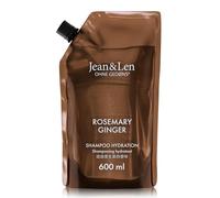 Jean & Len Shampoo Moisture Rosemary & Ginger, Refill Bag, for Dry & Brittle Hair, cleanses & nourishes noticeably, Spicy-Fresh Fragrance, Without silicones and parabens, Refill Pack 600 ml