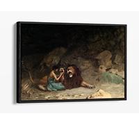 Jean-Leon Gerome, Androcles and the Lion Canvas Floater Frame Print Picture Art - Black Frame 30 inch wide x 20 inch high
