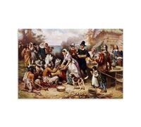 Jean Leon Gerome Ferris Painter's《The First Thanksgiving 1621》Art Poster Canvas Room Aesthetic Wall Art Prints Home Modern Decor 16x24inch(40x60cm)