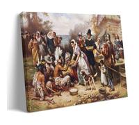 Jean Leon Gerome Ferris Painter's《The First Thanksgiving 1621》Art Poster Canvas Wall Art Scroll Picture Print Living Room Walls Decor Homes 08x12inch(20x30cm)
