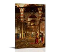 Jean-Léon Gérôme Prayer in The Mosque Classic Masterpiece Poster Artworks Canvas Room Aesthetic Wall Art Prints Home Modern Decor 16x24inch(40x60cm)