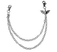 Jean Multi Layered Pants Chain with Bat Decoration Rock Hip Hop Punk Fashion Belt Chain Keychain for Men Women Gothic Accessories Metal Double Layer Keychain Halloween Jewelry