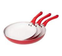 Jean-Patrique Bio Supreme Non-Stick Frying Pans Set 3 Piece (Red) - Ceramic Nonstick Frying Pan Induction Compatible, Non Stick Frying Pan Set