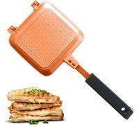Jean-Patrique Stovetop Toastie Maker - Copper Ceramic Panini Press - Non-Stick Grilled Cheese Maker for Indoors and Outdoors - Durable Panini Grill Press