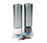 Jean Patrique One Touch Stainless Steel Electric Salt And Pepper Mill Set Of 2 Adjustable Ceramic Grinder One Button Seasoning