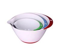 Jean-Patrique Set Of 3 Plastic Mixing Bowls With Non-Slip Base & Pouring Spout - Nestable Kitchen Bowl Dishwasher & Microwave Safe