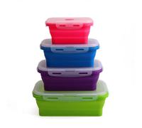 Jean-Patrique Silicone Food Storage Containers Set Of 4 Collapsible Airtight Bpa-Free Stackable Microwave Safe Meal Prep Boxes