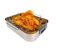 Jean-Patrique Stainless Steel Roasting Pan With Removable Rack - Large Non-Stick Roaster Tray For Healthy Roasts & Easy Cleaning