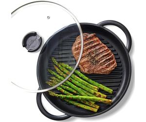 Jean-Patrique Whatever Pan - Lightweight Cast Aluminum Griddle with Glass Lid, Non-Stick, 10.6in/27cm, Works on Gas, Electric, Induction & Oven - Versatile Stove-Top Grill Skillet