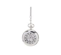 Jean Pierre G257CM Chrome Plated Double Half Hunter Pocket Watch And Chain - W2218