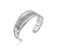 JEAN RACHEL JEWELRY 925 Sterling Silver Cuff Bracelet Adjustable Flower Design Natural Pattern Casual Elegant Look Hypoallergenic Nickel and Lead Free Handmade Designer Collection