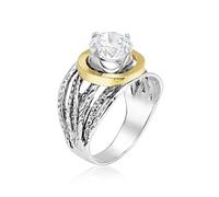JEAN RACHEL JEWELRY Mixed Metal CZ Wrap Ring, 11, Sterling Silver, Cubic Zirconia