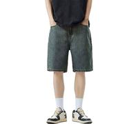 Jean Shorts Men Baggy Mens Y2K Shorts Straight Leg Denim Short Youth Streetwear Jorts Vintage Bermuda Short Hip Hop Teenager Jorts Street Dance Jort Loose Fit Harajuku Jort Knee Length Trunks