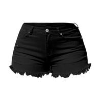 Jean Shorts Women Low Rise - Denim Shorts For Women Stretchy Solid Colour Raw Hem Running Shorts Womens Sexy Slim Skinny Active Casual Shorts With Pockets Durable Smart Fitted Summer Beach Shorts
