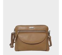 'JEAN' Soft Pebble Grain Real Leather Crossbody Bag Assots London Tan One Size