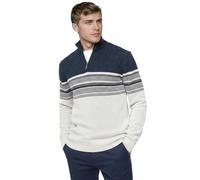 JeanBase Men’s 1/4 Zip Chenille Jumper - Soft Textured Knit Sweater with Microfleece Lining, Funnel Neck Half Zip Pullover with Contrast Stripes, Warm Winter Casual Knitwear Off White M