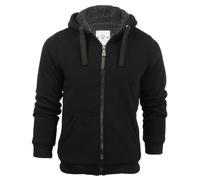 JeanBase Men’s Sherpa Lined Zip Hoodie - Thick Fleece Lined Sweatshirt, Warm Winter Zip Through Jacket with Hood and Kangaroo Pocket, Soft Cosy Fashion Fit Black XL