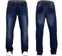 JEANBASE New Boys Kids Designer Branded Stretch Denim Elasticated Ribbed Waist Jogger Pull On Jeans Pants Darkwash 15-16 Years