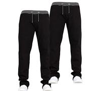JEANBASE New Boys Kids Two Pack Bundle Designer Branded Stretch Denim Elasticated Ribbed Waist Jogger Pull On Jeans Pants Black & Black 15-16 Years