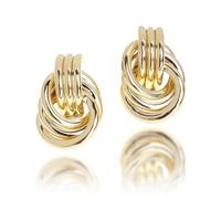 JeanBeau Gold Statement Geometric Dangle Drop Earrings for Women Chunky Trendy Knot Stud Long Twisted Link Earring Dupes Fashion Jewelry Gift (Gold 01B)