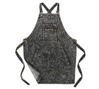 Jeanerlor - Cotton Denim Artist Work Apron with Pockets Cross Straps & Adjustable - Black - Large