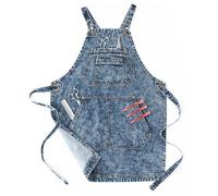 Jeanerlor - Cotton Denim Artist Work Apron with Pockets Cross Straps & Adjustable, Denim Blue, Medium