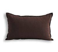 Jeanerlor Cotton Linen Square Decorative Throw Pillow Case Cushion Cover with Twin Needles Stitch on Edge, 12"x20"(30 x 50cm),Brown