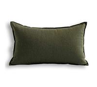 Jeanerlor Cotton Linen Square Decorative Throw Pillow Case Cushion Cover with Twin Needles Stitch on Edge,for Wedding Party Gift Car 12"x20"(30 x 50cm), Olive Green