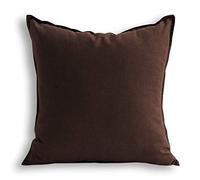 Jeanerlor Cotton Linen Square Decorative Throw Pillow Case Cushion Cover with Two Sewing Needles Edge, Sofa, Armchair, Sofa, Living Room, Bench, Kid, Child. 26"x26" Brown