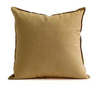 Jeanerlor Decorative Cotton Linen Couch 26"x26" Throw Pillow Case for Sofa Durable Classy, Comfortable Cushion Cover (65 x 65cm), Earth Yellow