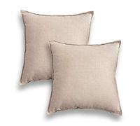 Jeanerlor Pack of 2 Natural Cotton Linen Soild Yellow Decorative Square 24 x 24 Inch Throw Pillow Covers Set Cushion Case for Bedroom/Sofa/Car(60 x 60 cm) Light Linen