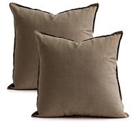 Jeanerlor Set of 2 20''x20'' Pillowcase Cousion Cover Cushions Decor Cotton Linen with Unique Design to Embellish Balcony/Reception,(50 x 50cm), Khaki