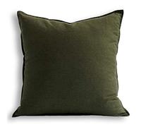 Jeanerlor Solid Cotton Linen Decoration Toss Throw Pillow Sham Cushion Case Special Pillow Cover Delicate Decorative Pillowcase for Bed/Chair/Couch, 18"x18"(45 x 45cm), Olive Green