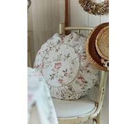 Jeanne d'Arc Living Femme Facon Quilt Cushion Cover Floral Diameter 50 cm Round Rose Floral Quilt Decorative Cushion Organic Cotton