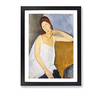 Jeanne Hebuterne Vol.1 By Amedeo Modigliani Classic Painting Framed Wall Art Print, Ready to Hang Picture for Living Room Bedroom Home Office Décor, Black A3 (34 x 46 cm)