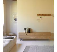 Jeanne - Solid oak TV unit 200 cm Natural
