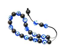 Jeannieparnell 716 - Greek Style Loose Strung 10mm Glass Lucky Evil Eye & Hematite Gemstone Beads Prayer Beads