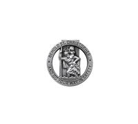 Jeannieparnell N439 Christopher Charm for Car, Saint Christopher Visor Clip Round St Christopher Medal Badge Clip Catholic Visor Bless Driving Safety Clip Religious Gift for New Driver, Baby Driver