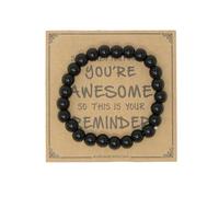 Jeannieparnell N461 - Sometimes you forget you're awesome so this is your reminder 8mm Black Agate Gemstone Bead Bracelets