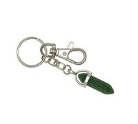 Jeannieparnell N566 Green Agate Keychain - Natural Crystal Point Charm for Balance, Prosperity & Inner Peace - Gemstone Keyring for Bag, Car, or Purse - Healing Gift for Men & Women
