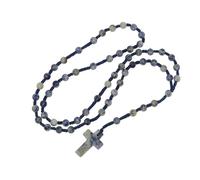 Jeannieparnell N614 Handmade Sodalite Rosary - 5 Decade Catholic Prayer Beads with Blue Gemstone & Cord | Spiritual Gift for Meditation, Healing & Protection | Unisex Christian Rosary Necklace