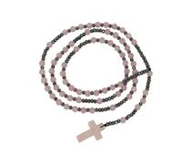 Jeannieparnell N618 Rose Quartz Rosary - 6-Decade Catholic Prayer Beads with Gemstone Cross - Handmade Spiritual Jewellery for Love, Healing & Devotion
