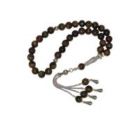 Jeannieparnell N662 Tiger Eye Worry Beads - 33-Bead Misbaha Tasbih with 10mm Tiger Eye Gemstone Beads & Decorative Tassel - Islamic Prayer Gift for Meditation, Protection & Stress Relief