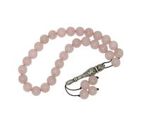 Jeannieparnell N710 Rose Quartz Tasbih - 29 Bead Islamic Prayer Beads with Sterling Silver Accents | Boxed Misbaha for Dhikr, Meditation & Spiritual Gifting | Pink Gemstone Tasbih for Women & Men