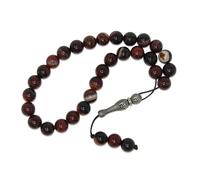 Jeannieparnell N715 Natural Agate Tasbih - 29 Bead Islamic Prayer Beads with Sterling Silver Accents | 10mm Gemstone Misbaha for Dhikr, Meditation & Spiritual Gifting | Boxed Tasbih for Men & Women