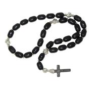 Jeannieparnell N762 Anglican Prayer Beads - Christian Worry Beads with Black Polyester - Handcrafted Meditation Rosary with Gemstone Cross for Devotion, Peace & Prayer
